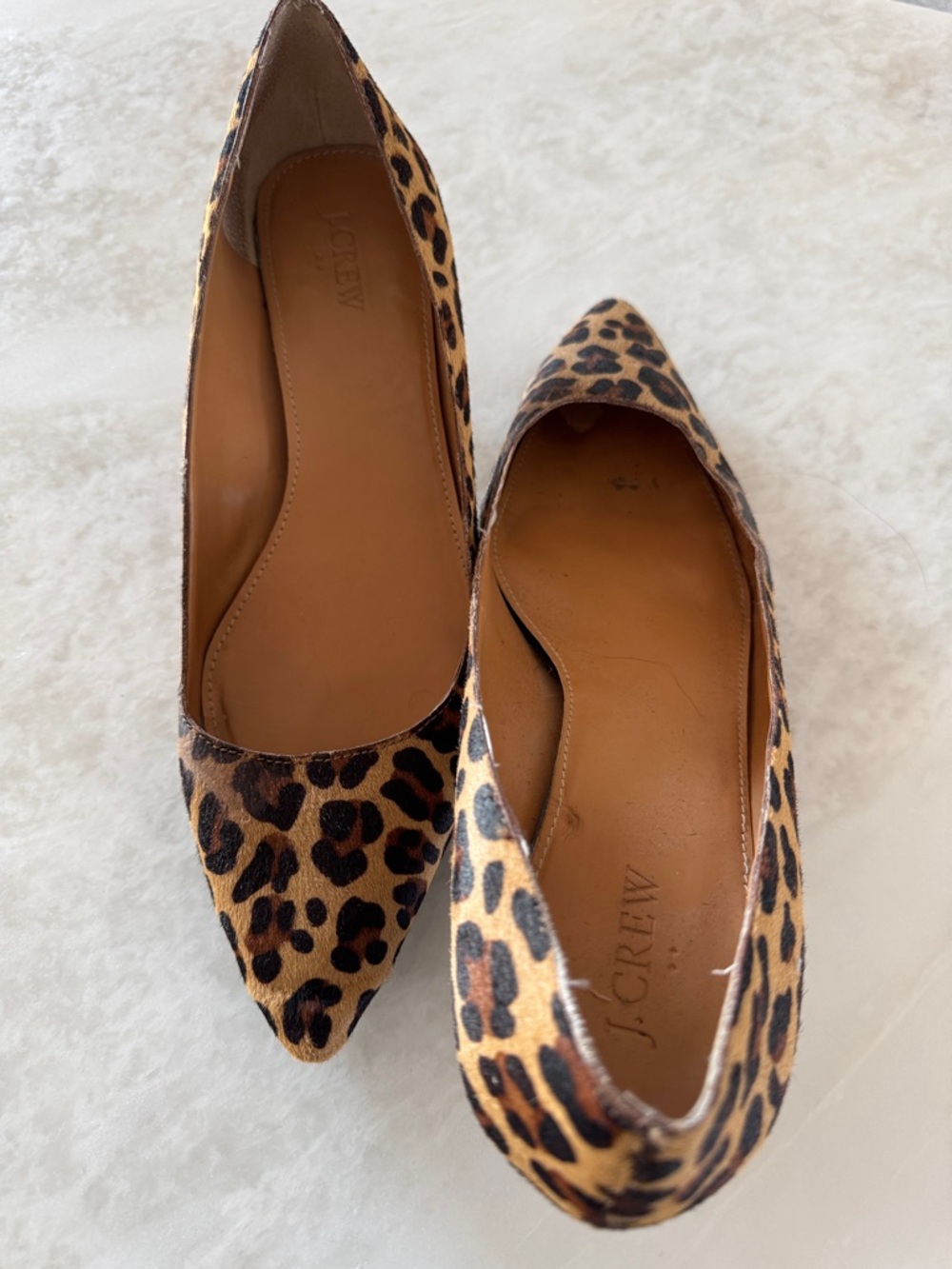 J. Crew Leopard Print Pointed Toe Flats - Tan & Black